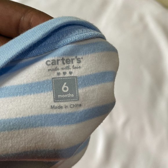 Carter's ❤️ Kid Short Sleeve Striped T-Shirt Size 6 Months (PRE-LOVED) - Picture 3 of 4